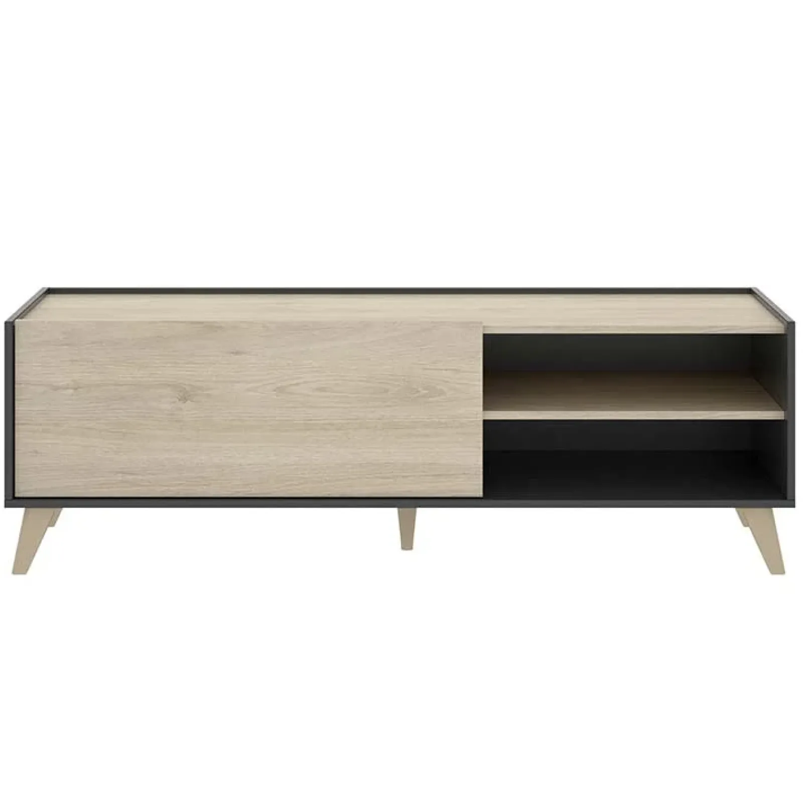 Garnero Arredamenti Mobile Tv Basso|Mobile Tv In Legno-Mobile porta TV 155x47h cm soggiorno rovere grafite Elmer Rovere - Grafite