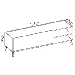 Garnero Arredamenti Mobile Tv Basso|Mobile Tv In Legno-Mobile porta TV 155x47h cm soggiorno rovere grafite Elmer Rovere - Grafite