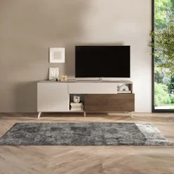 Garnero Arredamenti Mobile Tv Basso|Mobili Tv Moderni-Mobile porta TV 181x67h cm soggiorno beige rovere scuro Witty Noce - Beige