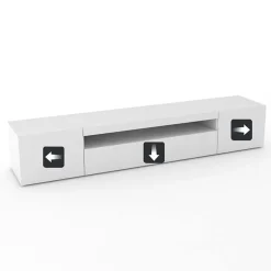Garnero Arredamenti Mobile Tv Basso|Mobili Tv Moderni-Mobile porta TV 200x37h cm soggiorno bianco laccato lucido Light Big Gihome® Bianco Lucido