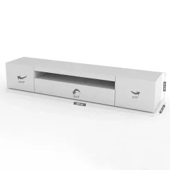 Garnero Arredamenti Mobile Tv Basso|Mobili Tv Moderni-Mobile porta TV 200x37h cm soggiorno bianco laccato lucido Light Big Gihome® Bianco Lucido