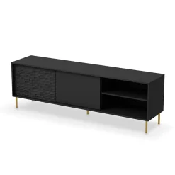 Garnero Arredamenti Mobile Tv Basso|Mobili Tv Moderni-Mobile porta TV 180x58h cm soggiorno nero oro Osaka