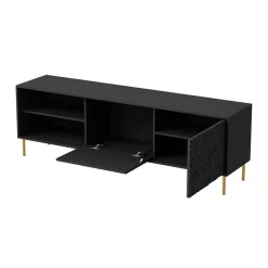 Garnero Arredamenti Mobile Tv Basso|Mobili Tv Moderni-Mobile porta TV 180x58h cm soggiorno nero oro Osaka