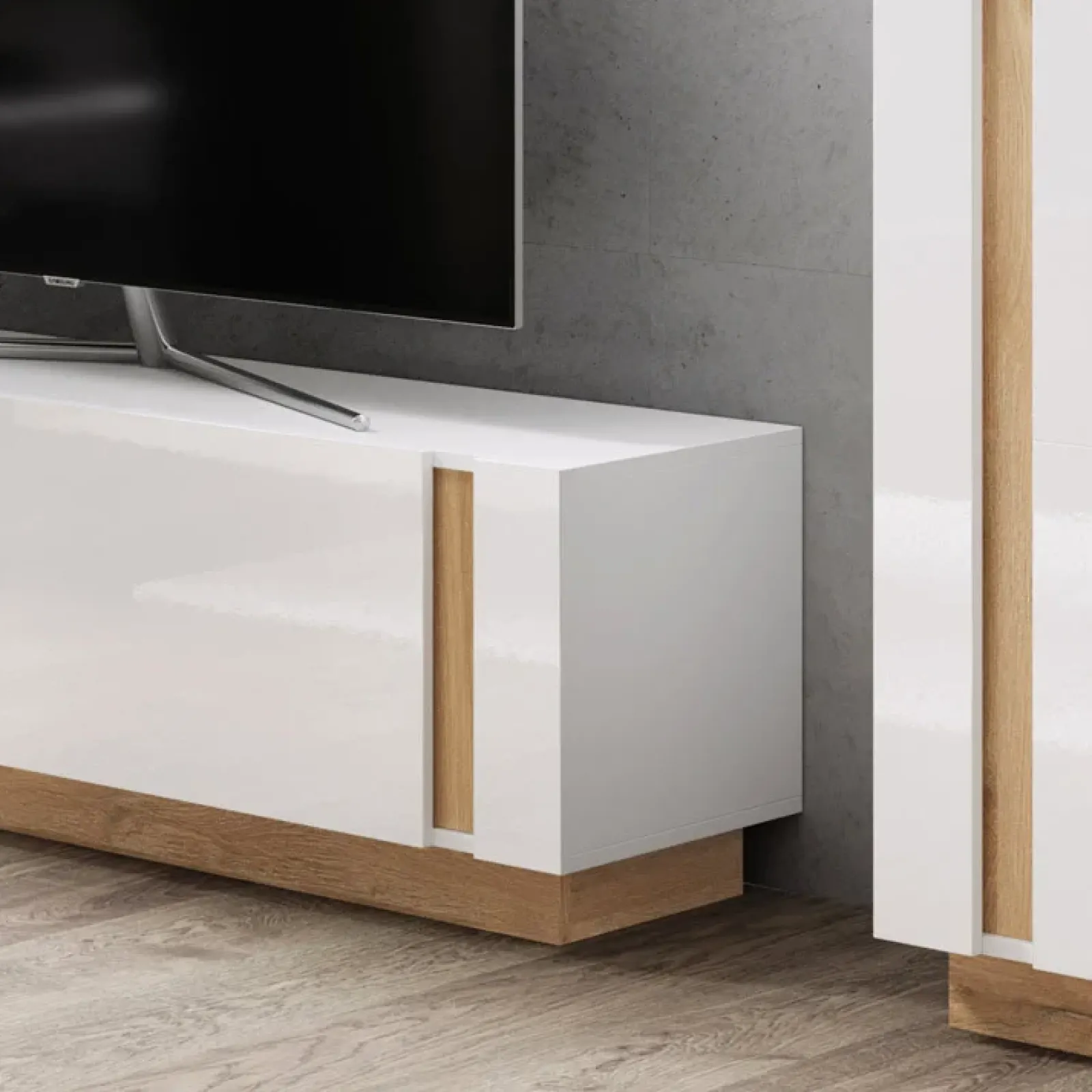 Garnero Arredamenti Mobile Tv Basso|Mobili Tv Moderni-Mobile porta TV 138x46h cm soggiorno bianco rovere Noa Gihome®