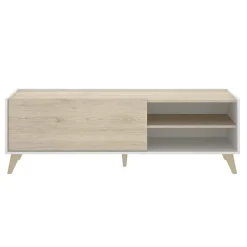 Garnero Arredamenti Mobile Tv In Legno|Mobile Tv Basso-Mobile porta TV 155x47h cm soggiorno rovere bianco Elmer Rovere - Bianco opaco