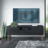 Garnero Arredamenti Mobile Tv Basso-Mobile porta TV 144x55h cm soggiorno nero effetto marmo Sirena