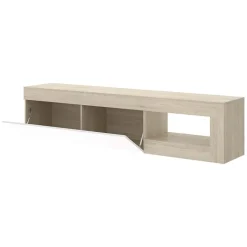 Garnero Arredamenti Mobile Tv In Legno|Mobile Tv Basso-Mobile porta TV 204x48h cm soggiorno rovere bianco lucido Manfred