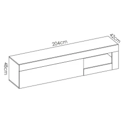 Garnero Arredamenti Mobile Tv In Legno|Mobile Tv Basso-Mobile porta TV 204x48h cm soggiorno rovere bianco lucido Manfred