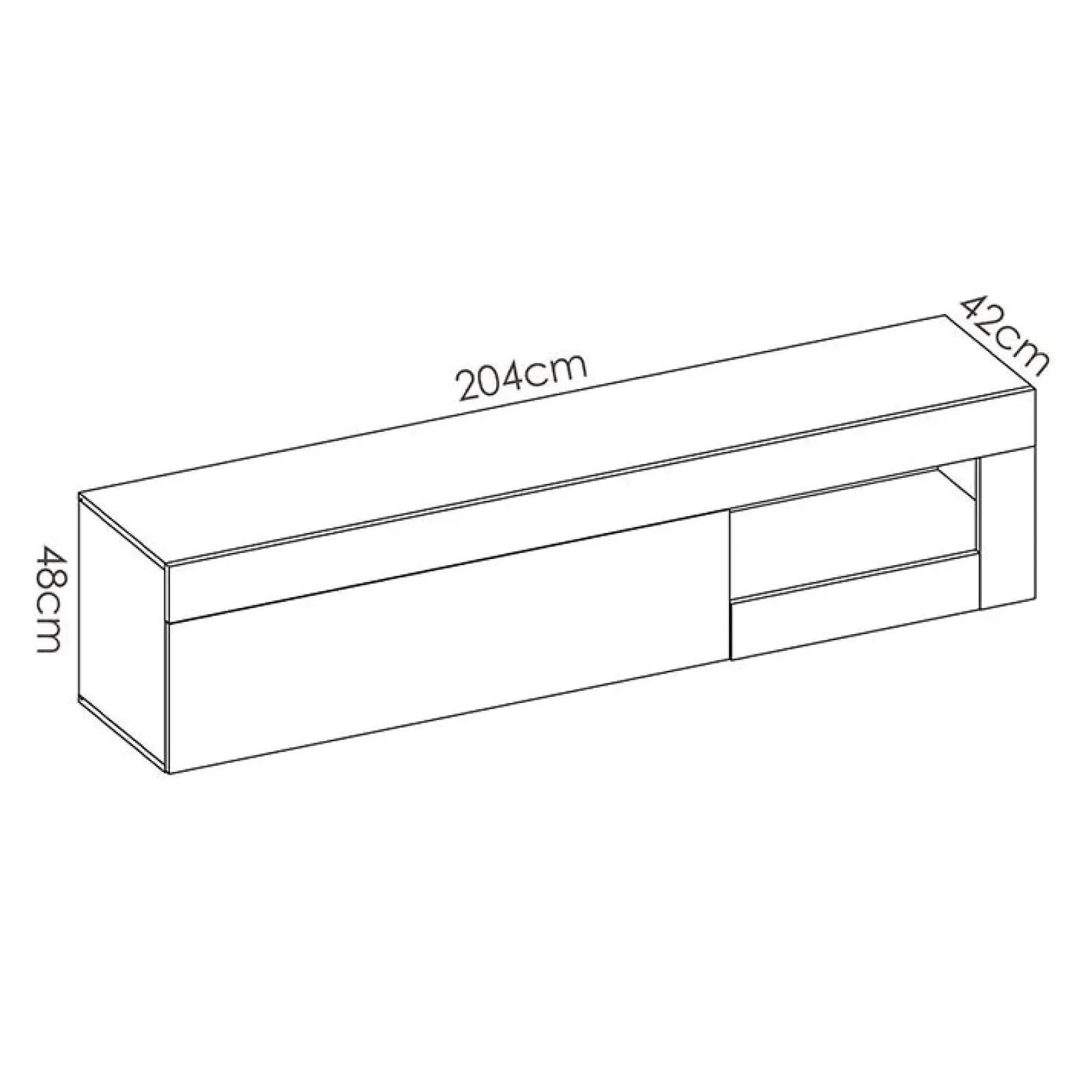 Garnero Arredamenti Mobile Tv In Legno|Mobile Tv Basso-Mobile porta TV 204x48h cm soggiorno rovere bianco lucido Manfred