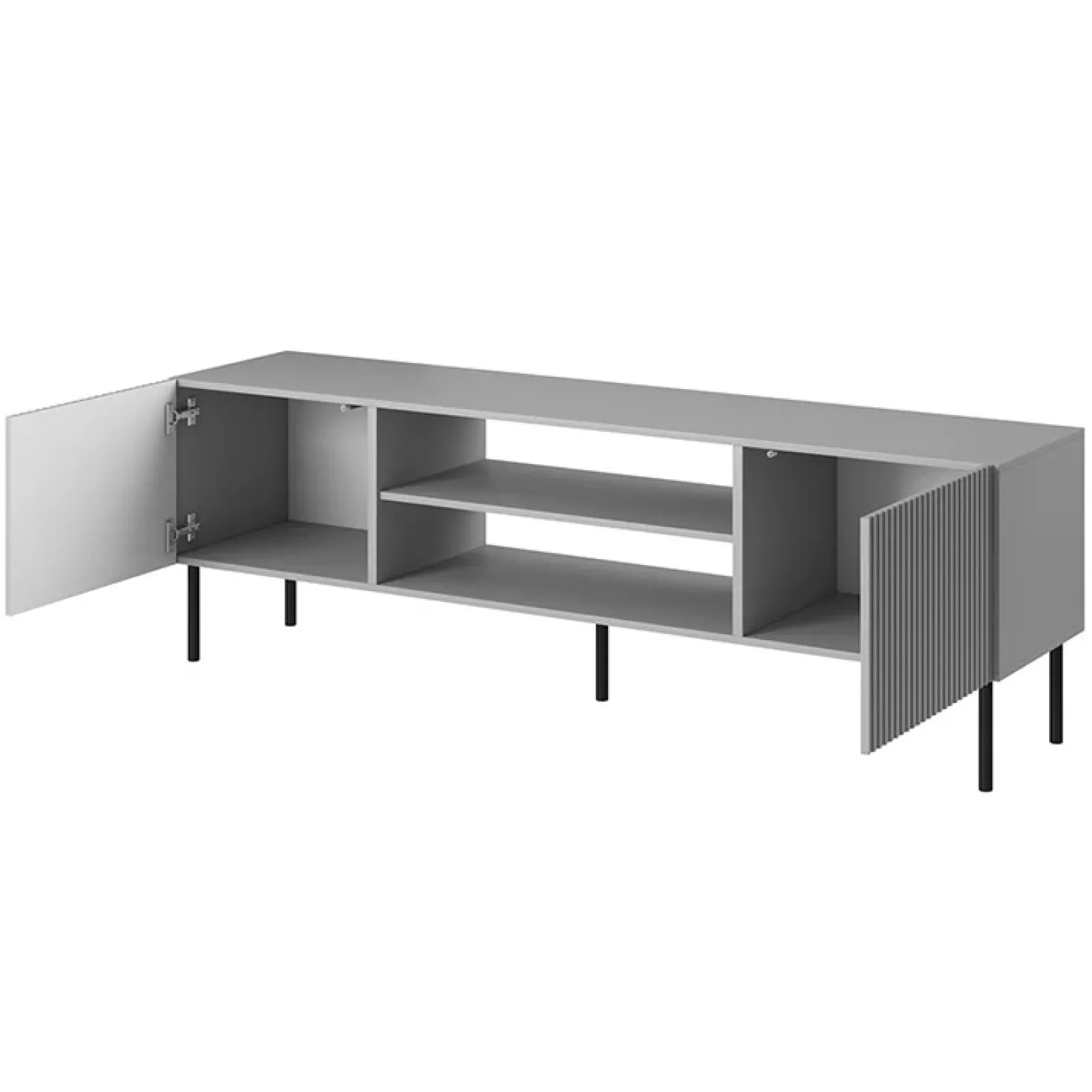 Garnero Arredamenti Mobile Tv Basso|Mobili Tv Moderni-Mobile porta TV 180x57h cm soggiorno grigio chiaro nero Cadice