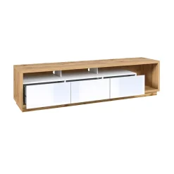 Garnero Arredamenti Mobile Tv Basso|Mobili Tv Moderni-Mobile porta TV 200x50h cm soggiorno bianco lucido rovere Favorita Bianco Lucido - Rovere