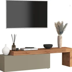 Garnero Arredamenti Mobile Tv Basso|Mobili Tv Moderni-Mobile porta tv 220x51h cm tortora rovere Block Tortora - Rovere