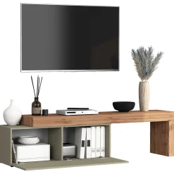 Garnero Arredamenti Mobile Tv Basso|Mobili Tv Moderni-Mobile porta tv 220x51h cm tortora rovere Block Tortora - Rovere