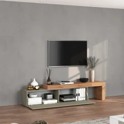 Garnero Arredamenti Mobile Tv Basso|Mobili Tv Moderni-Mobile porta tv 230x51h cm tortora rovere Block Tortora - Rovere