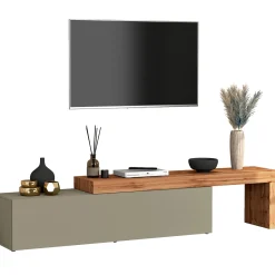 Garnero Arredamenti Mobile Tv Basso|Mobili Tv Moderni-Mobile porta tv 230x51h cm tortora rovere Block Tortora - Rovere