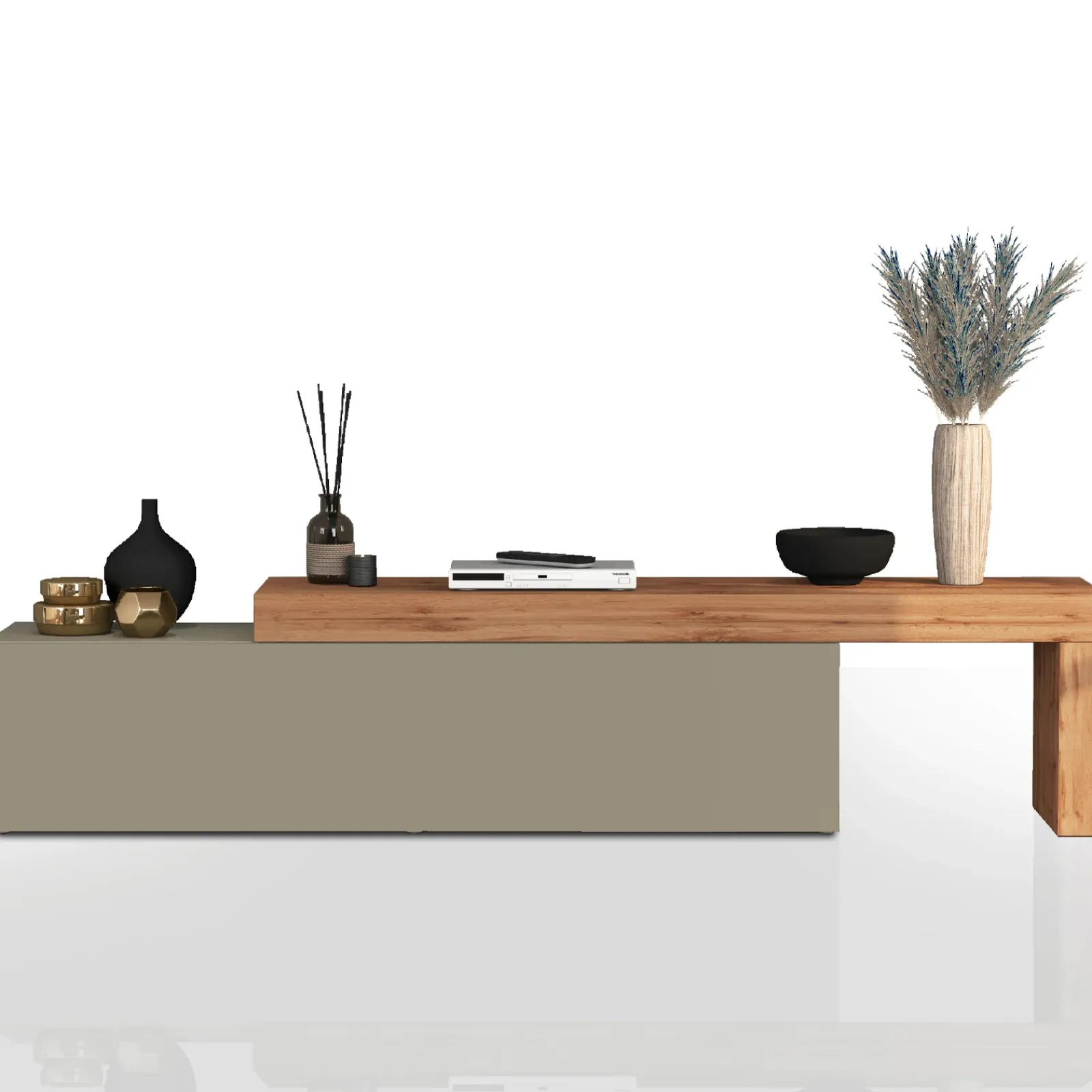 Garnero Arredamenti Mobile Tv Basso|Mobili Tv Moderni-Mobile porta tv 230x51h cm tortora rovere Block Tortora - Rovere