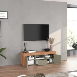 Garnero Arredamenti Mobile Tv Basso|Mobili Tv Moderni-Mobile porta tv 155x51h cm tortora rovere Block Tortora - Rovere