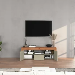 Garnero Arredamenti Mobile Tv Basso|Mobili Tv Moderni-Mobile porta tv 155x51h cm tortora rovere Block Tortora - Rovere