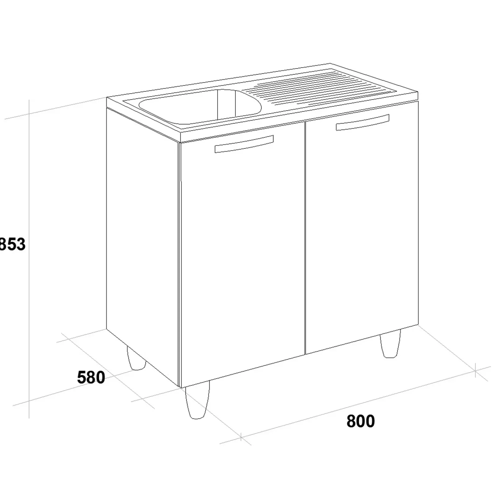 Garnero Arredamenti Mobili Sottolavello|Mobili Sottolavello-Mobile sottolavello cucina 80x86h cm multiuso con lavello 1 vasca sinistra acciaio inox Talise Rovere Olmo