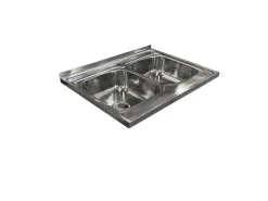 Garnero Arredamenti Mobili Sottolavello|Mobili Sottolavello-Mobile sottolavello cucina 80x86h cm multiuso con lavello 2 vasche acciaio inox Talise Bianco Frassinato
