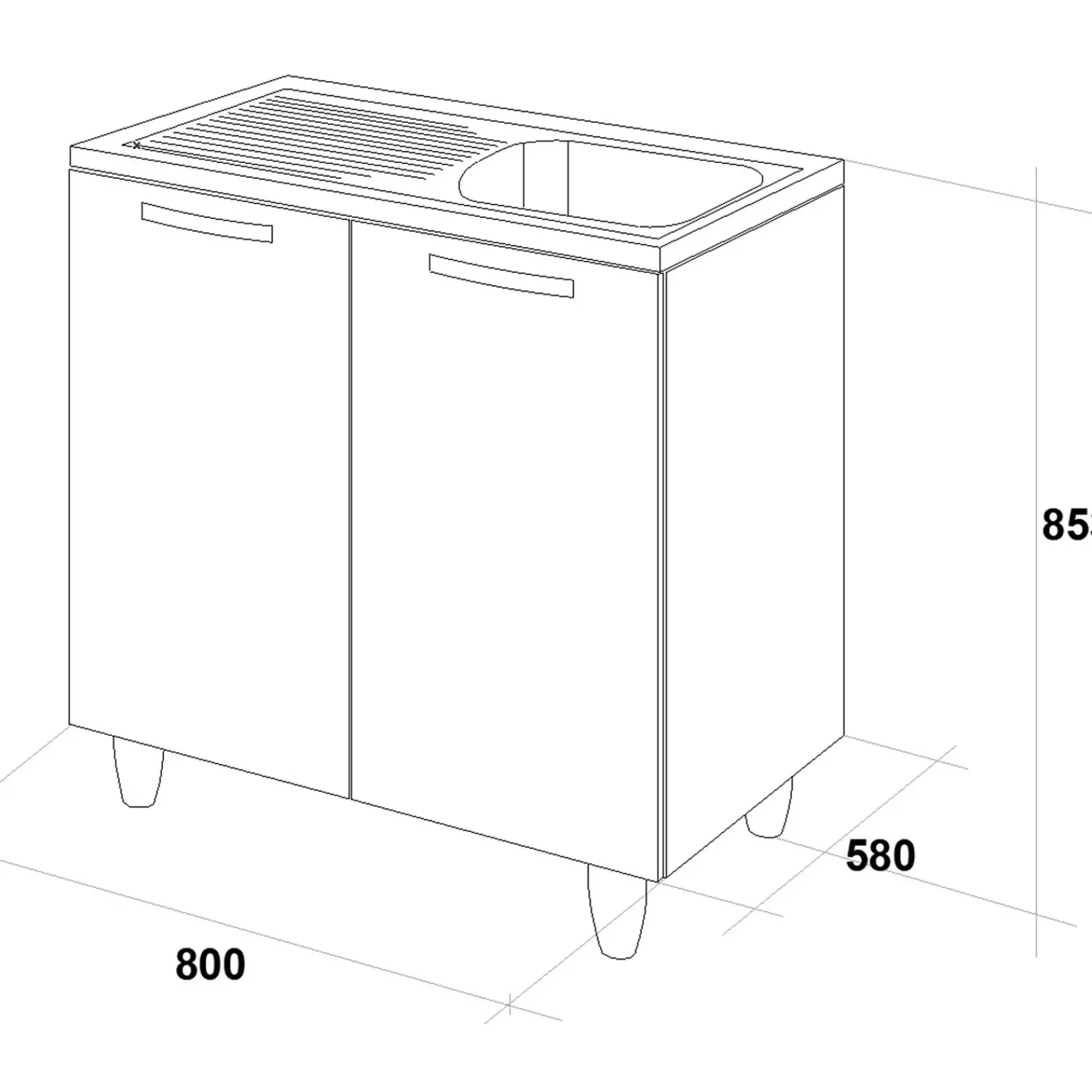 Garnero Arredamenti Mobili Sottolavello|Mobili Sottolavello-Mobile sottolavello cucina 80x86h cm multiuso con lavello 1 vasca destra acciaio inox Talise Bianco Frassinato