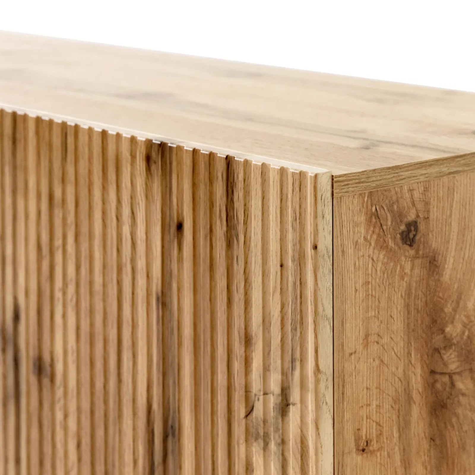 Garnero Arredamenti Camino Elettrico|Mobile Tv In Legno-Mobile TV con camino 181x50h cm moderno cannettato Essence Quercia