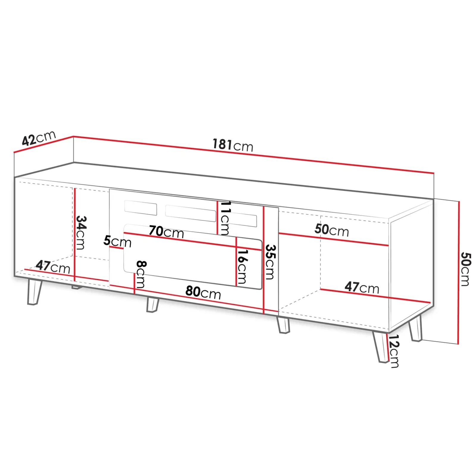 Garnero Arredamenti Camino Elettrico|Mobile Tv Basso-Mobile TV con camino 181x50h cm moderno cannettato Essence Antracite