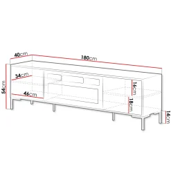 Garnero Arredamenti Camino Elettrico|Mobile Tv Basso-Mobile TV con camino 180x54h cm rovere nero Duble