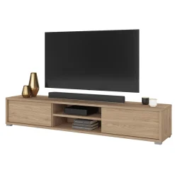 Garnero Arredamenti Mobile Tv In Legno|Mobile Tv Basso-Mobile TV soggiorno sospeso 180x32h cm 2 ante a ribalta 2 vani Glem Rovere