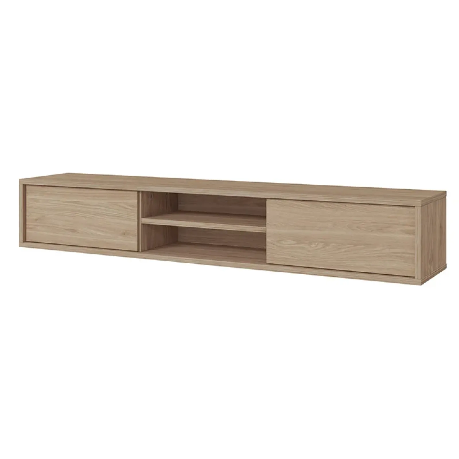 Garnero Arredamenti Mobile Tv In Legno|Mobile Tv Basso-Mobile TV soggiorno sospeso 180x32h cm 2 ante a ribalta 2 vani Glem Rovere