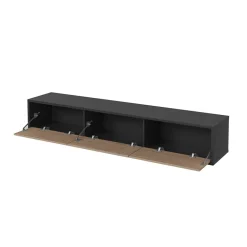 Garnero Arredamenti Mobile Tv In Legno|Mobile Tv Basso-Mobile TV soggiorno sospeso 180x32h cm 3 ante a ribalta rovere grigio Glem Rovere - Antracite