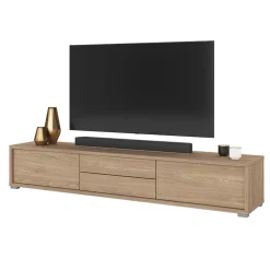 Garnero Arredamenti Mobile Tv In Legno|Mobile Tv Basso-Mobile TV soggiorno sospeso 180x32h cm 2 ante a ribalta 2 cassetti   Glem Rovere