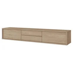 Garnero Arredamenti Mobile Tv In Legno|Mobile Tv Basso-Mobile TV soggiorno sospeso 180x32h cm 2 ante a ribalta 2 cassetti   Glem Rovere