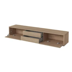 Garnero Arredamenti Mobile Tv In Legno|Mobile Tv Basso-Mobile TV soggiorno sospeso 180x32h cm 2 ante a ribalta 2 cassetti   Glem Rovere