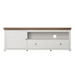 Garnero Arredamenti Mobile Tv In Legno|Mobile Tv Basso-Mobile TV 181x61h cm 1 anta 1 cassetto rovere Texel Bianco Frassinato