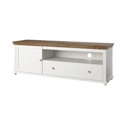 Garnero Arredamenti Mobile Tv In Legno|Mobile Tv Basso-Mobile TV 181x61h cm 1 anta 1 cassetto rovere Texel Bianco Frassinato