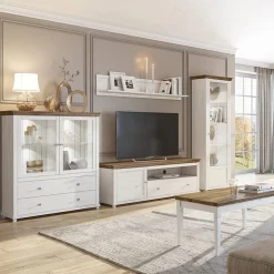 Garnero Arredamenti Mobile Tv In Legno|Mobile Tv Basso-Mobile TV 181x61h cm 1 anta 1 cassetto rovere Texel Bianco Frassinato