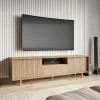 Garnero Arredamenti Mobile Tv Basso|Mobile Tv In Legno-Mobile TV 180x52h cm 2 ante design rustico cannettato rovere Branch