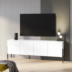 Garnero Arredamenti Mobile Tv Basso|Mobili Tv Moderni-Mobile TV 200x70h cm 4 ante moderno bianco Simple Bianco Opaco