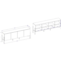 Garnero Arredamenti Mobile Tv Basso|Mobili Tv Moderni-Mobile TV 200x70h cm 4 ante moderno bianco Simple Bianco Opaco