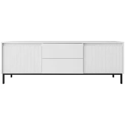 Garnero Arredamenti Mobile Tv Basso|Mobili Tv Moderni-Mobile TV 174x60h cm 2 cassetti design cannettato bianco Strike Bianco Opaco