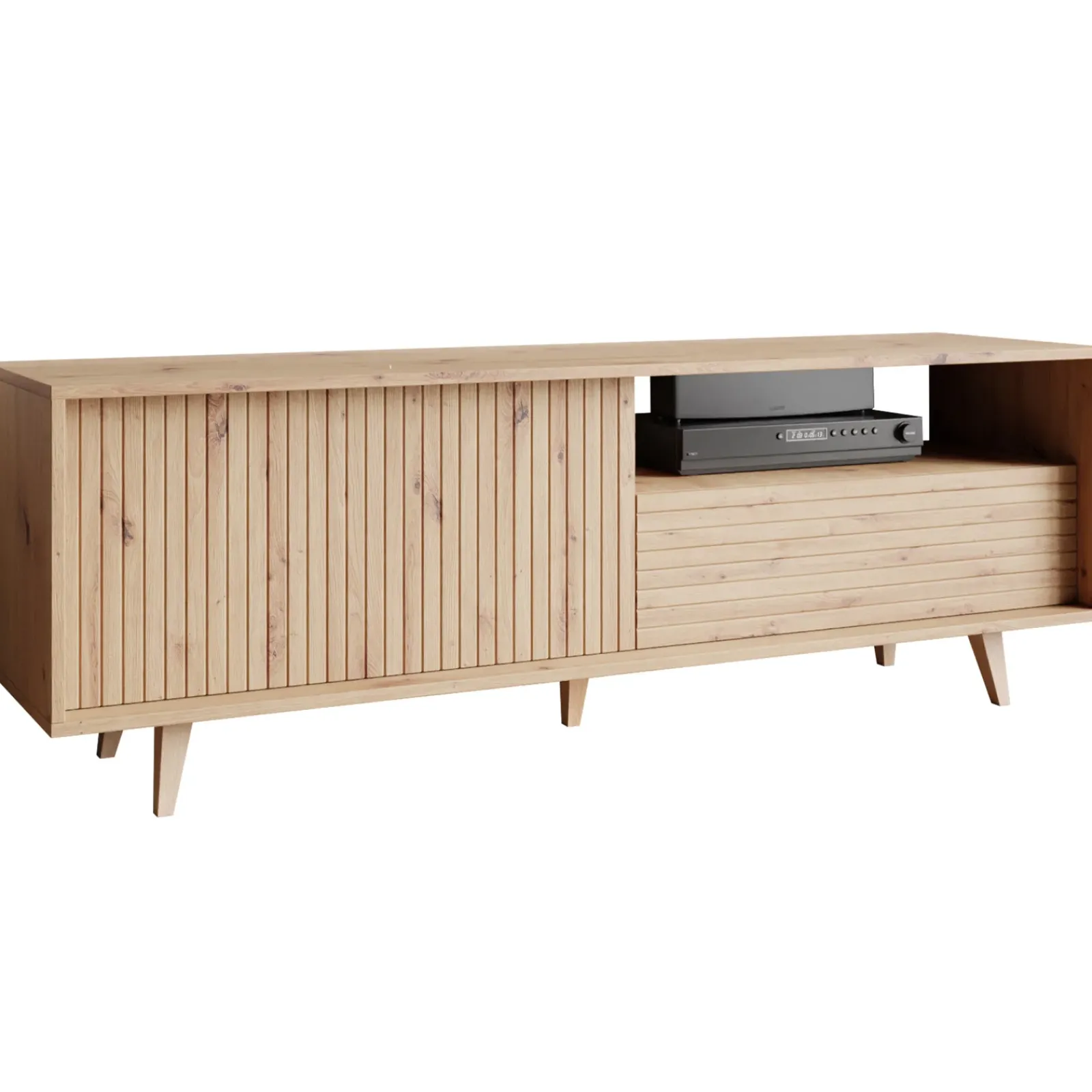 Garnero Arredamenti Mobile Tv In Legno|Mobile Tv Basso-Mobile TV 152x52h cm 1 cassetto design rustico cannettato rovere Branch