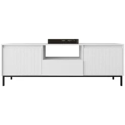 Garnero Arredamenti Mobile Tv Basso|Mobili Tv Moderni-Mobile TV 174x55h cm design cannettato bianco Strike Bianco Opaco
