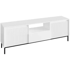Garnero Arredamenti Mobile Tv Basso|Mobili Tv Moderni-Mobile TV 174x55h cm design cannettato bianco Strike Bianco Opaco