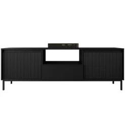 Garnero Arredamenti Mobile Tv Basso|Mobili Tv Moderni-Mobile TV 174x55h cm design cannettato nero Strike Nero Opaco