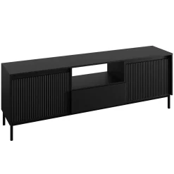 Garnero Arredamenti Mobile Tv Basso|Mobili Tv Moderni-Mobile TV 174x55h cm design cannettato nero Strike Nero Opaco