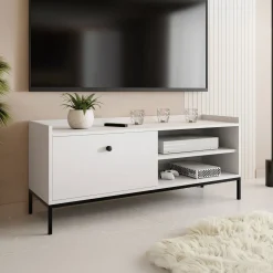 Garnero Arredamenti Mobile Tv Basso|Mobili Tv Moderni-Mobile TV 140x55h cm design moderno bianco Pollon Bianco Opaco