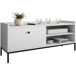 Garnero Arredamenti Mobile Tv Basso|Mobili Tv Moderni-Mobile TV 140x55h cm design moderno bianco Pollon Bianco Opaco