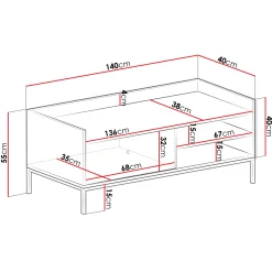 Garnero Arredamenti Mobile Tv Basso|Mobili Tv Moderni-Mobile TV 140x55h cm design moderno bianco Pollon Bianco Opaco