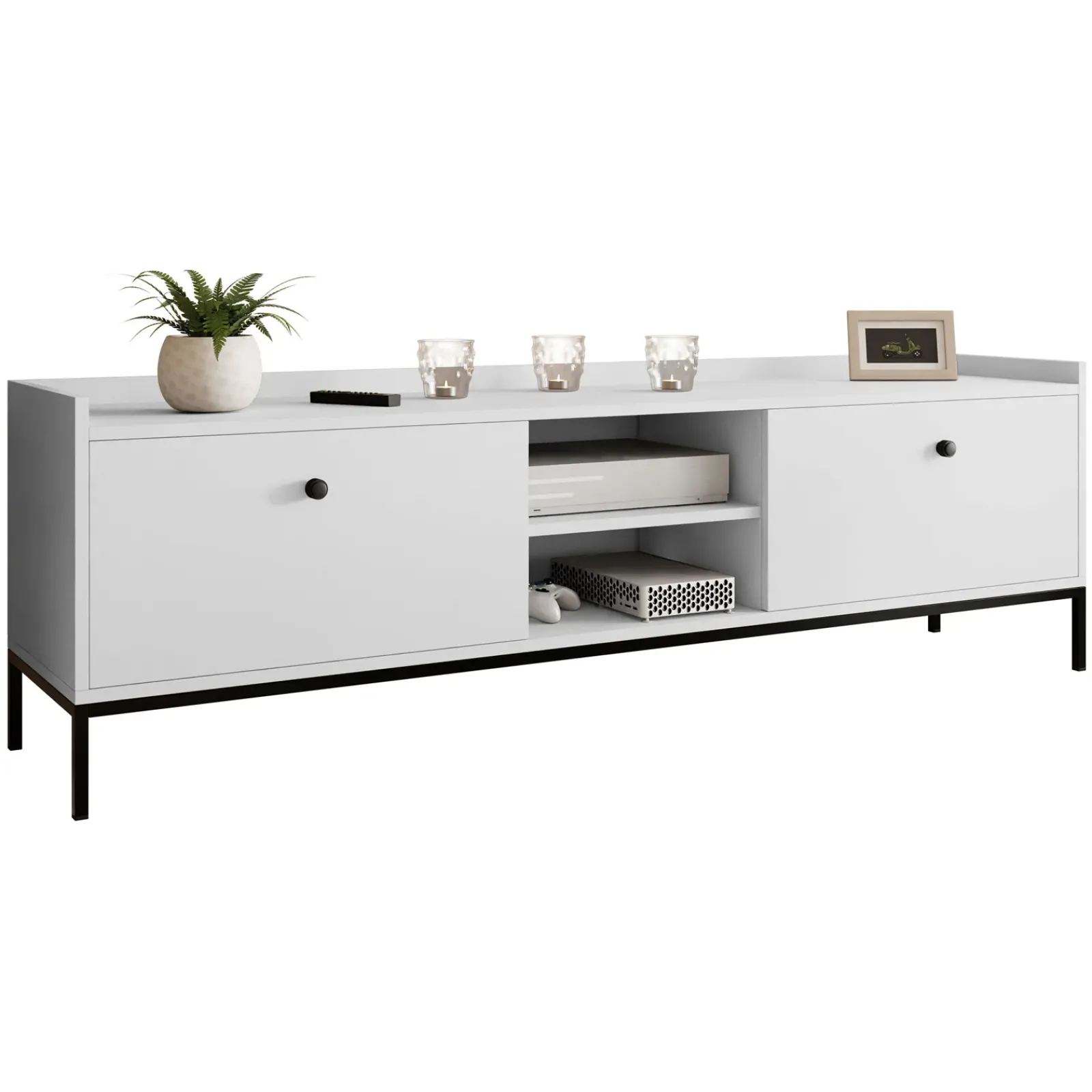 Garnero Arredamenti Mobile Tv Basso|Mobili Tv Moderni-Mobile TV 180x55h cm design moderno bianco Pollon